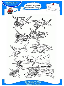 Çocuklar İçin Tinkerbell Boyama Sayfaları 